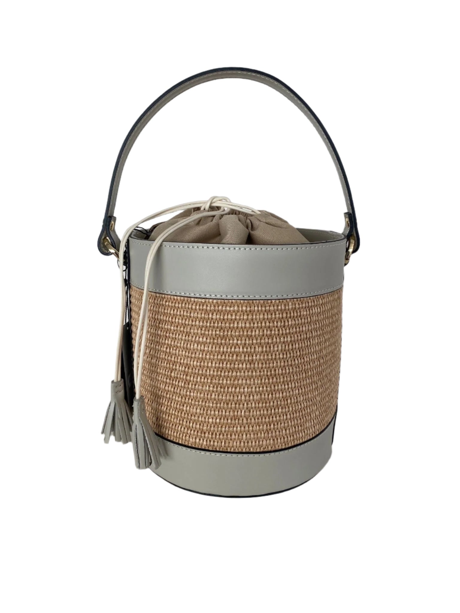 Elegant Woven Bucket Bag – Natural , Ivory - Firenze Luxe