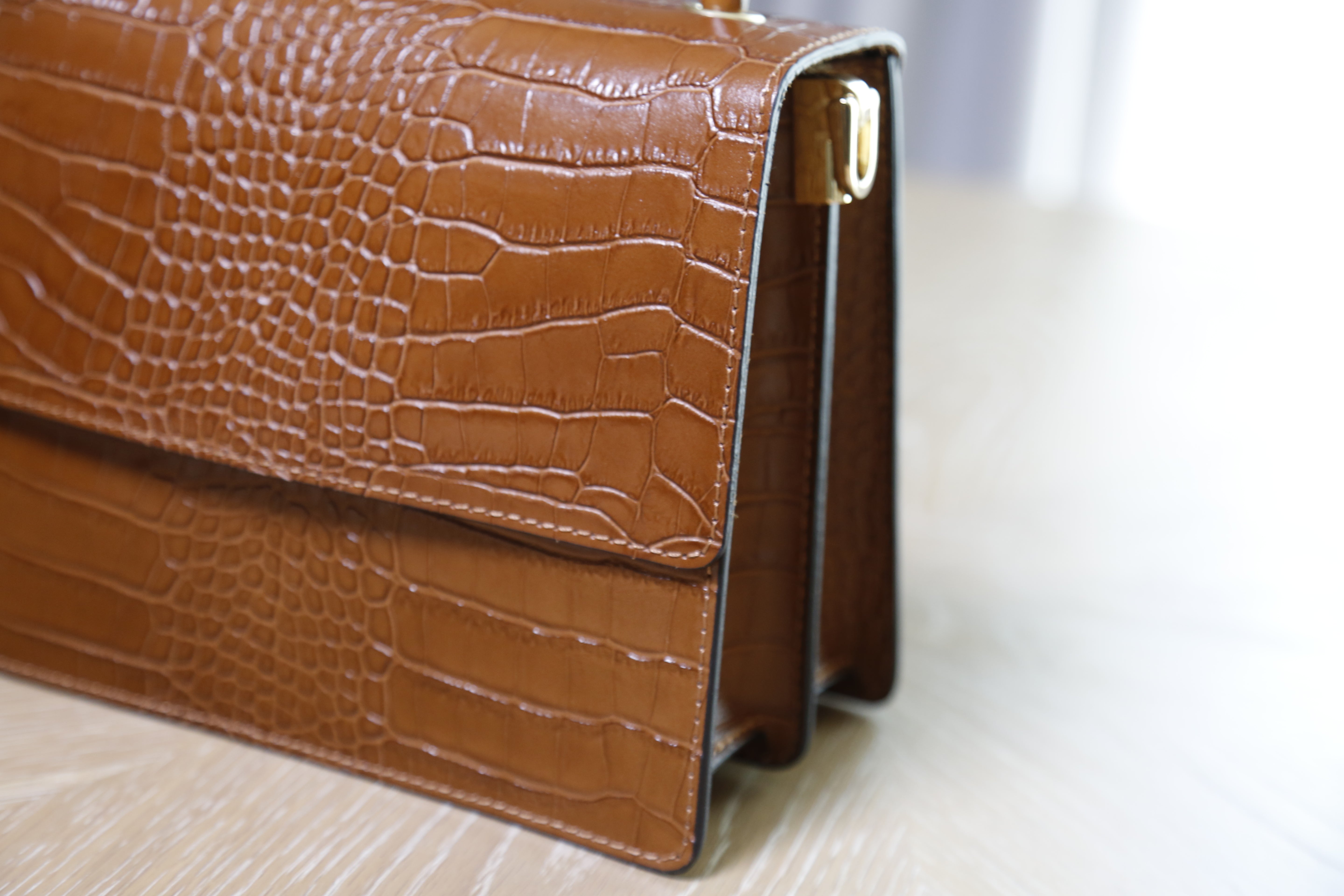 Lucia Croc-Embossed Leather Handbag