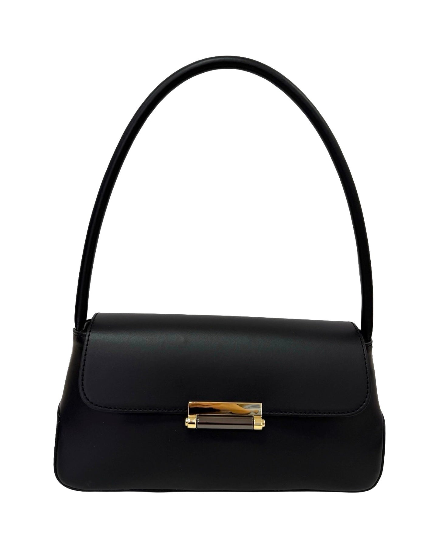 Classic Leather Shoulder Bag – Black