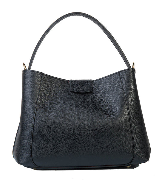 Classic Pebbled Leather Tote Bag – Black