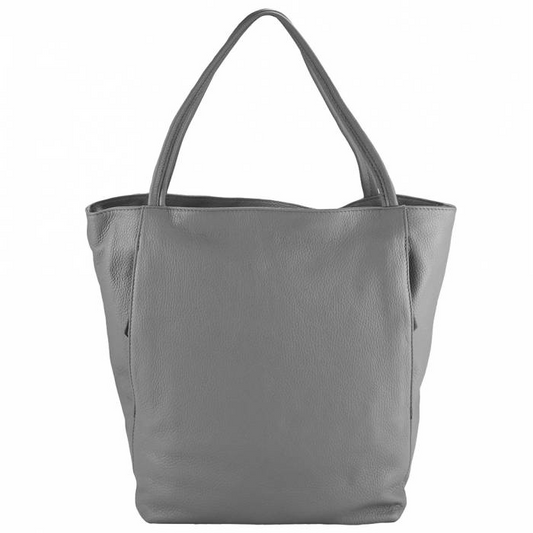 Minimalist Leather Tote Bag – Grey