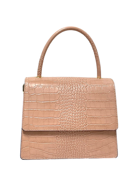 Luxury Croc-Embossed Leather Handbag – Nude Beige