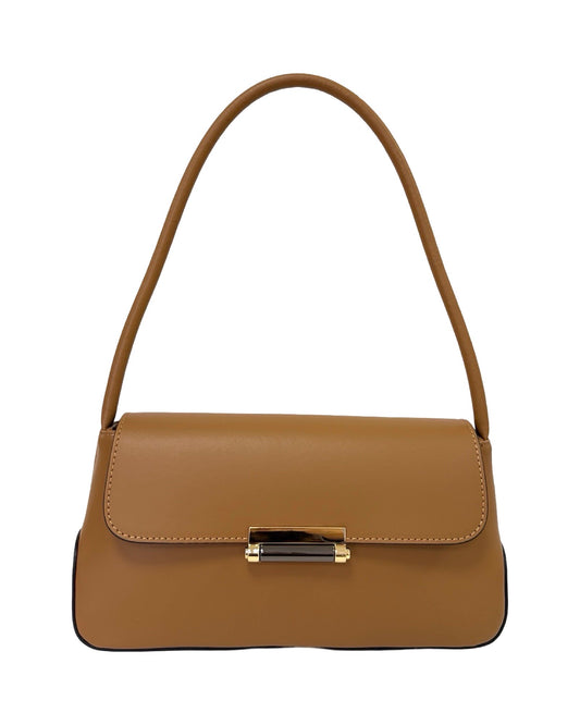 Elegant Leather Shoulder Bag – Caramel Brown