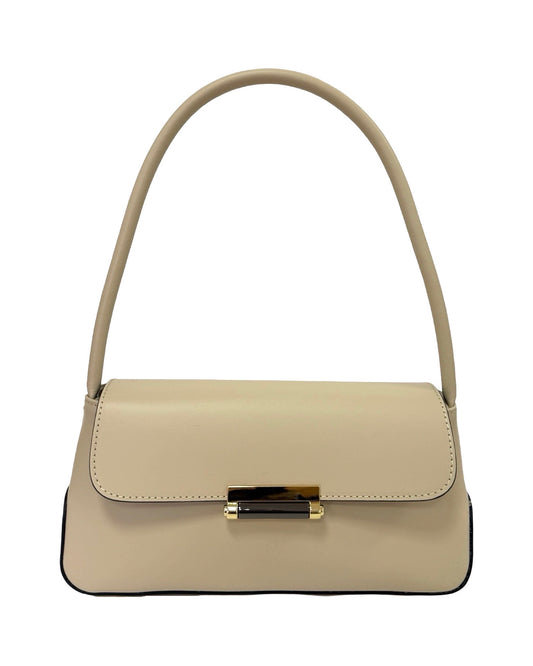 Elegant Leather Shoulder Bag – Soft Beige