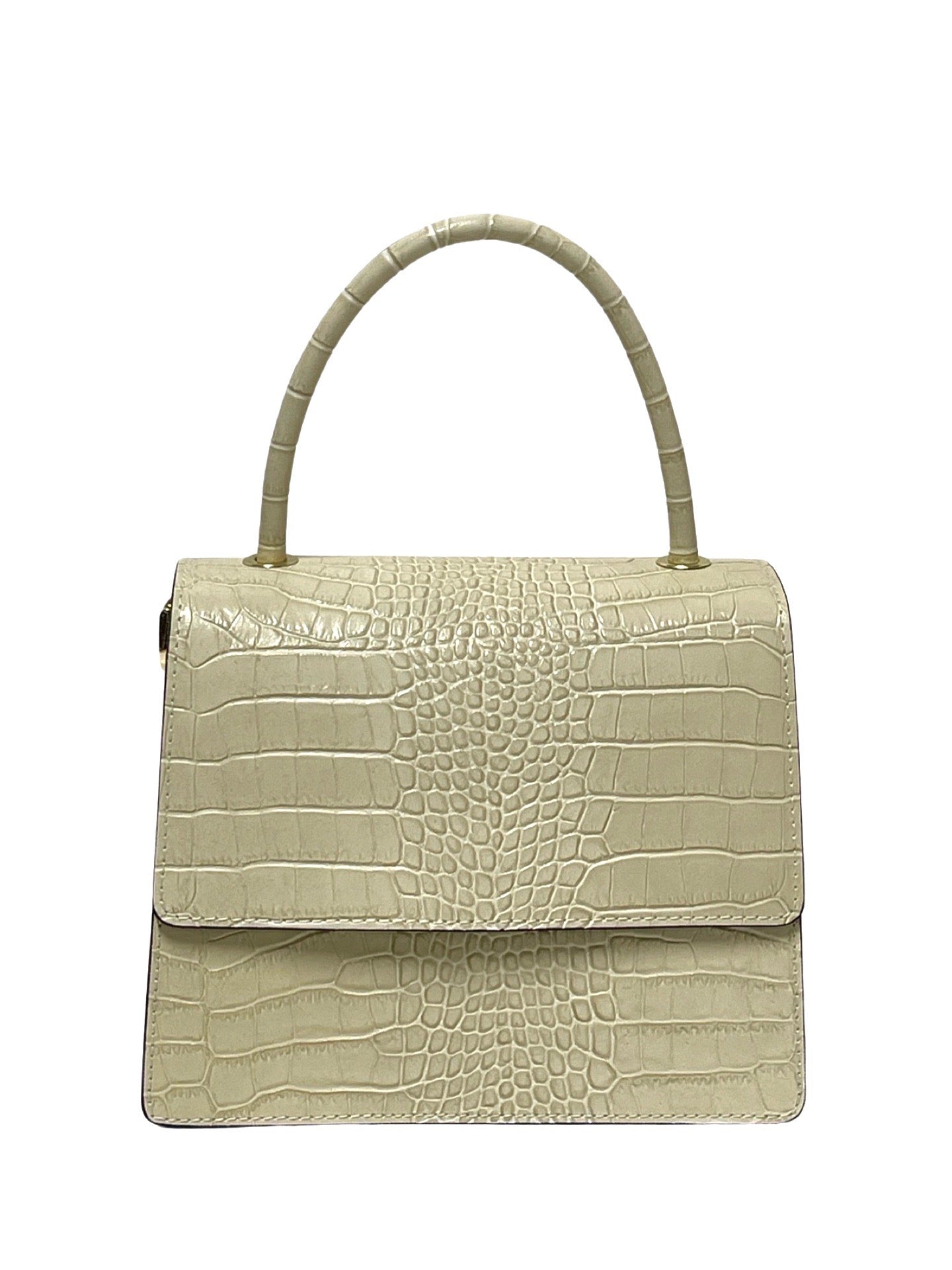 Luxury Croc-Embossed Leather Handbag – Ivory White