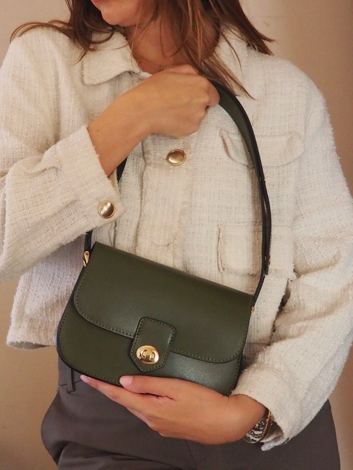 Elegant Leather Shoulder Bag - Firenze Luxe